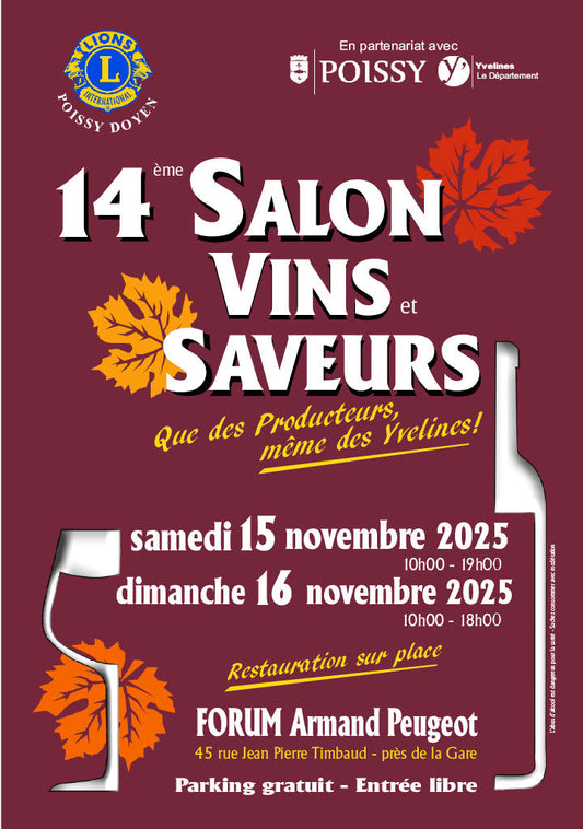 Salon des Vins & Saveurs 14 & 16 novembre 2025 - Poissy