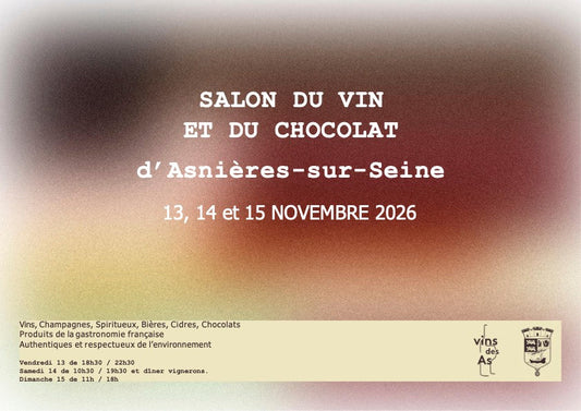 Salon du Vin et du Chocolat 13 au 15 novembre 2026 - Asnières
